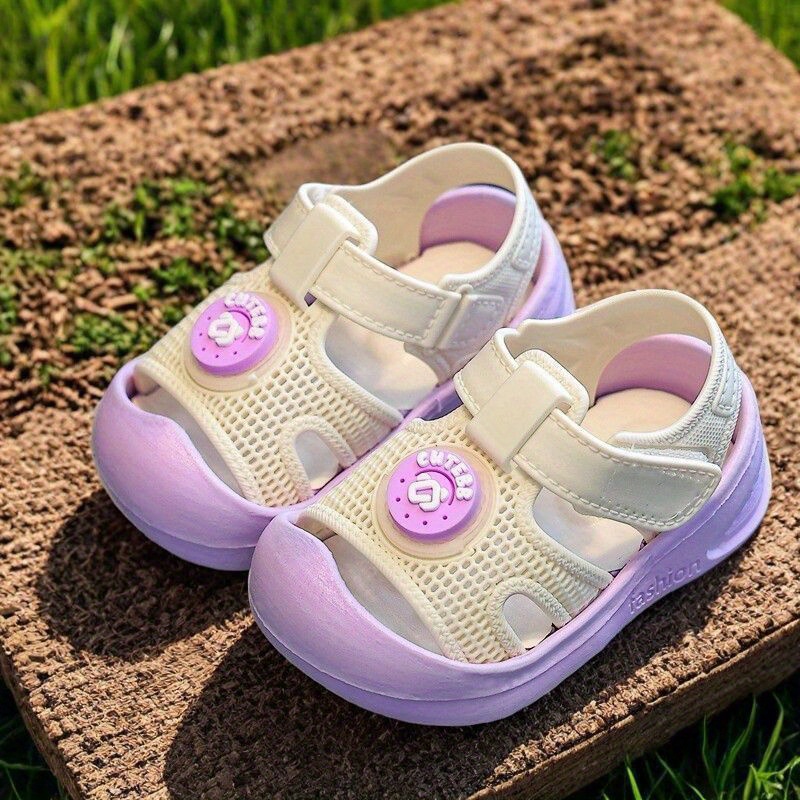 Sandalias infantiles, nuevo estilo de verano, zapatos para bebés y niños con suela suave, transpirables, de punta cerrada, para niños y niñas, calzado de playa