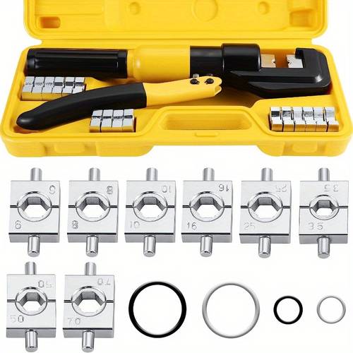 16 ton 8 dies hydraulic crimping tool for battery cable and wire lug terminals hydraulic pliers
