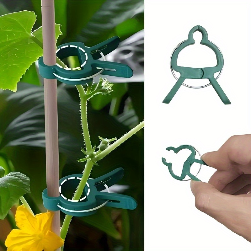 TEMU 30 Pack Heavy-duty Iron Garden Plant Support Clips With Handles - Reusable Elegant Design For Tomatoes, Vines, Flowers - Durable Outdoor Plant Training Clips For