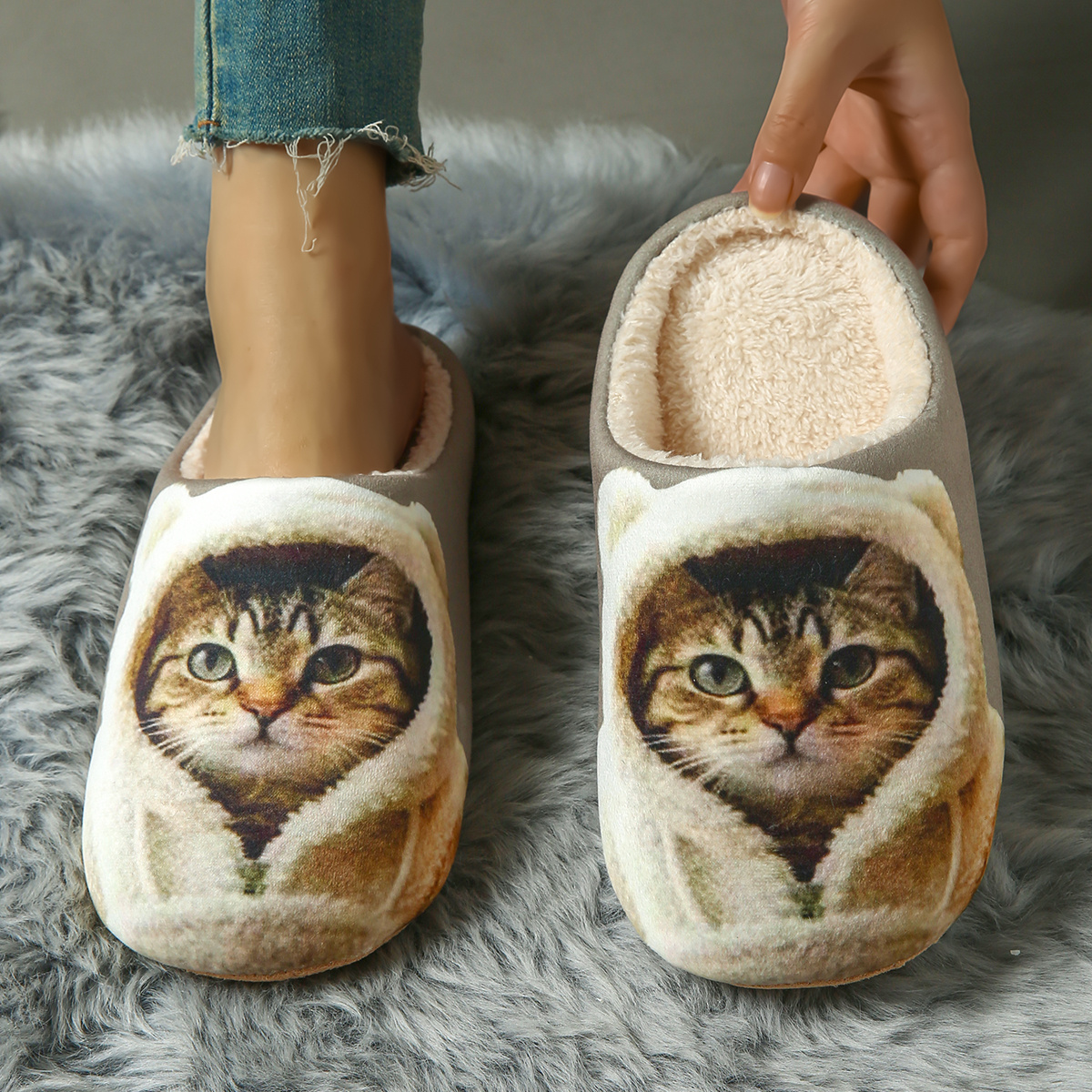 TEMU Pantoufles d'intérieur pour femmes, Pantoufles moelleuses en peluche facile à enfiler, Pantoufles chaudes et confortables d'automne/hiver,