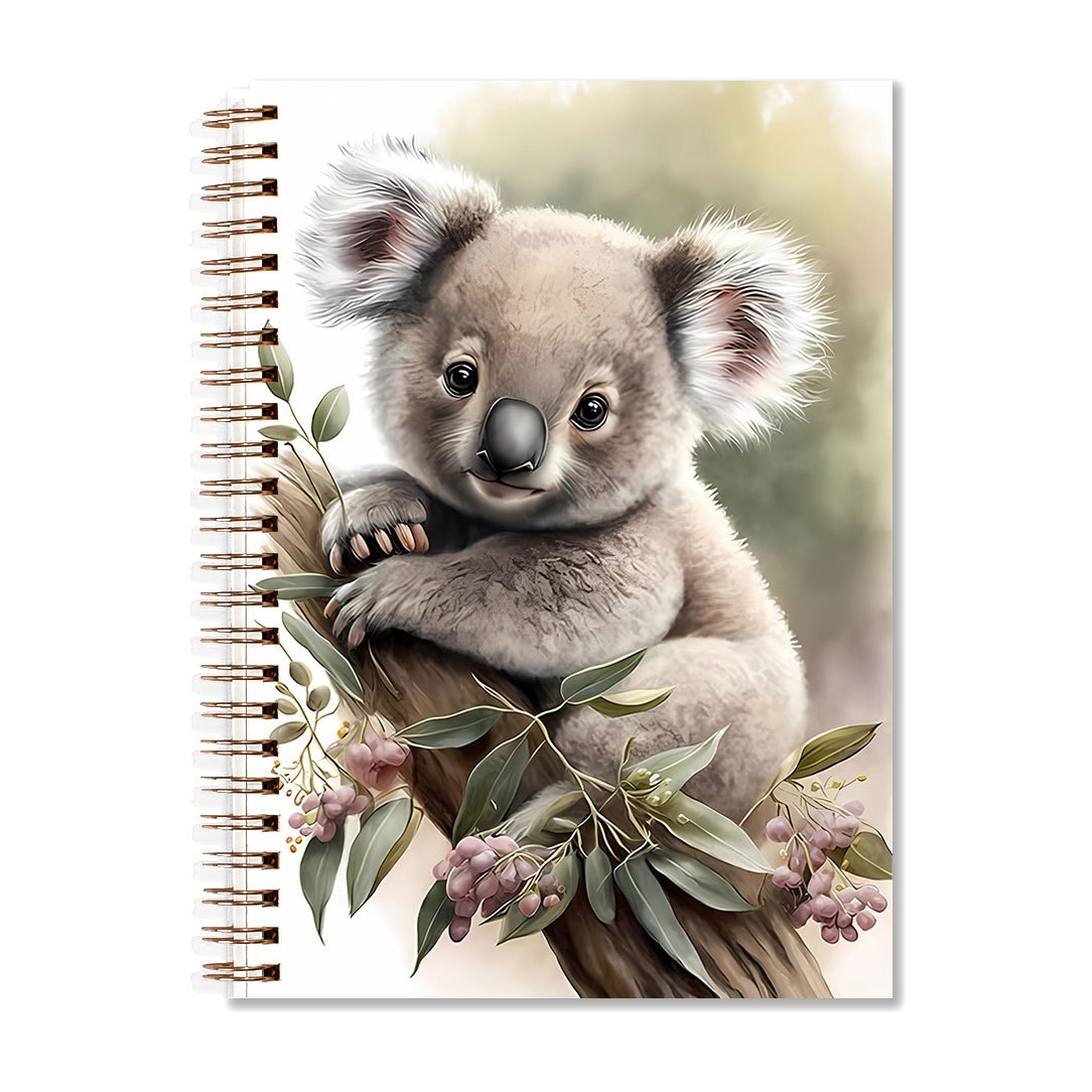 Image of 1pc White Watercolor Cute Animal Koala Notebook Perfect Gifts For Writing Notebook Diary Notebook Office Stationery School Supplies Birthday Christmas Gift 5.5x8.3in With