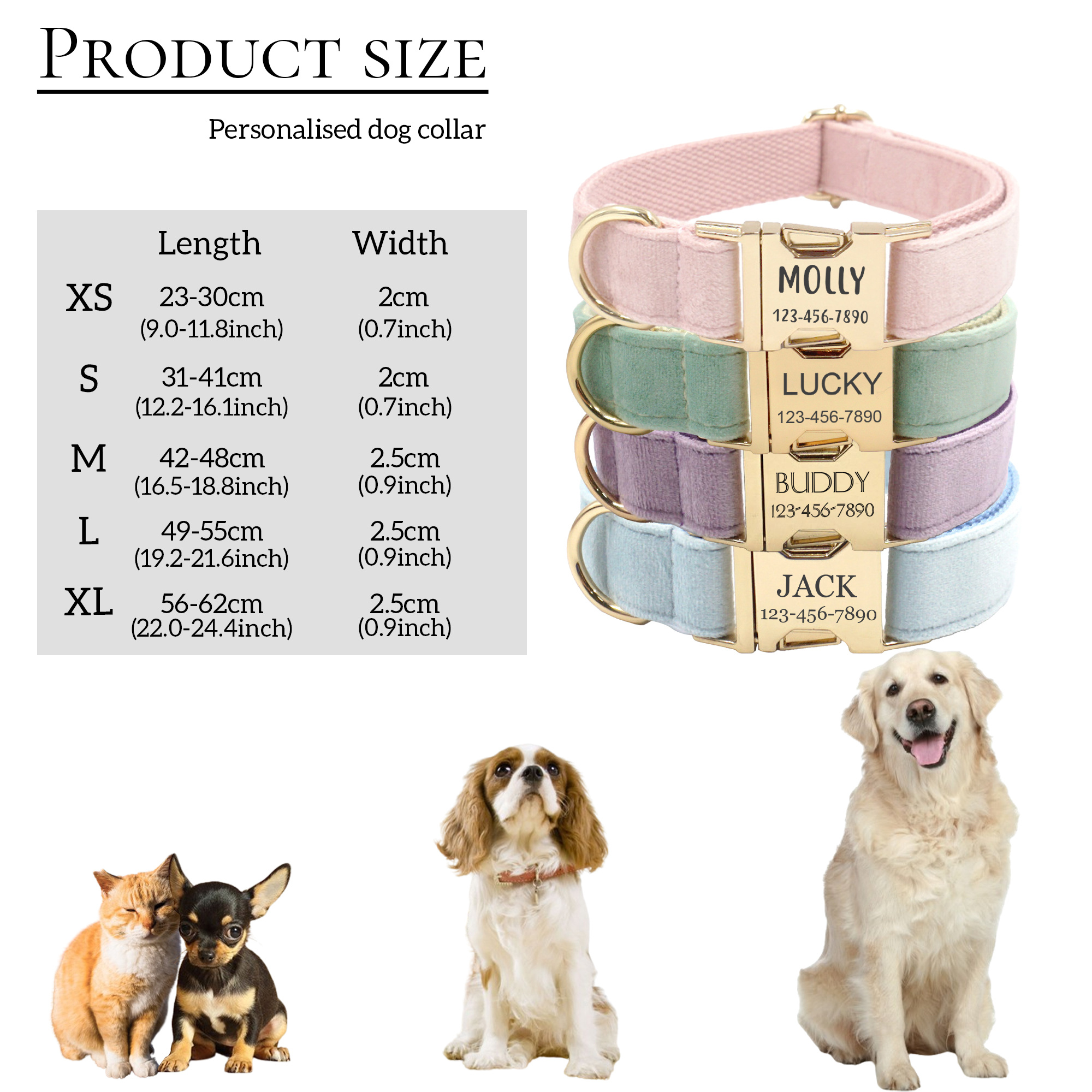 Dog Collar Personalized - with Personalized ID Tag, Customize Pet Name and Owner Information, Comfortable And SmoothTactile Feel, Dog Collars for Medium Dogs, Dog Collars Large Breed, Collar Gift for Dog