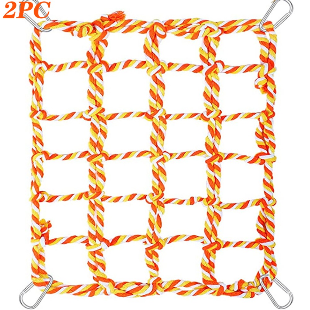 2-Pack Colorful Rope Bird Climbing Net Hammock