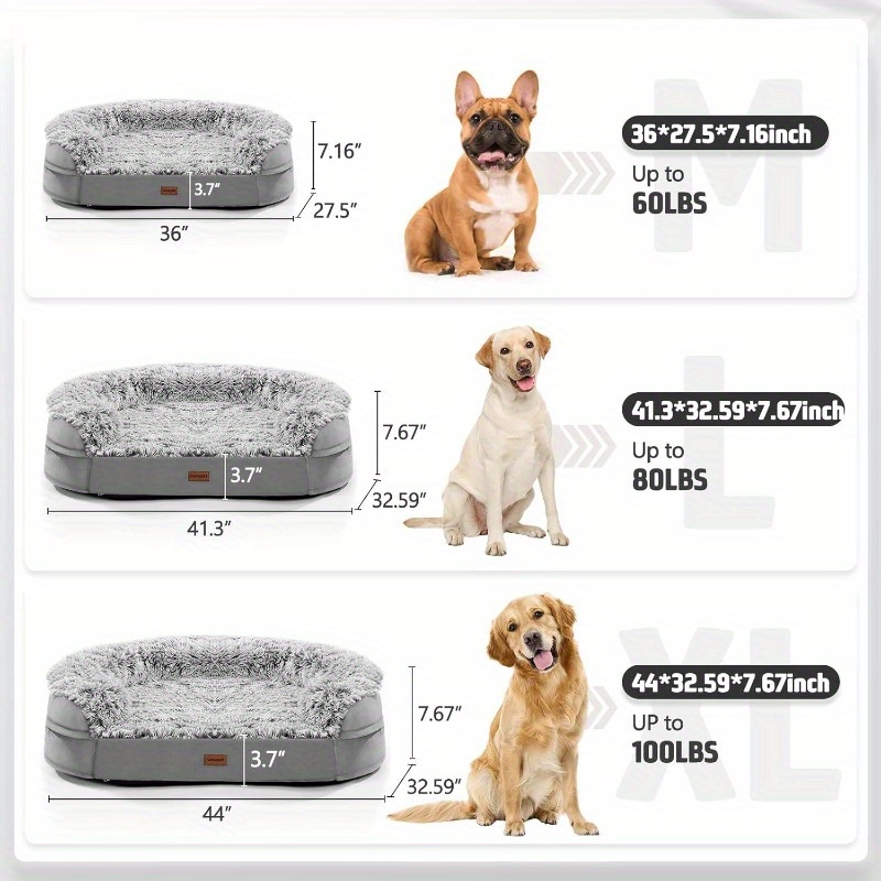 3 7 inch thickened orthopedic dog bed for extra large dogs 28d   foam removable washable cover lining halfround design with 3d dog sofa bed for puppy senior   dogs Product details 7