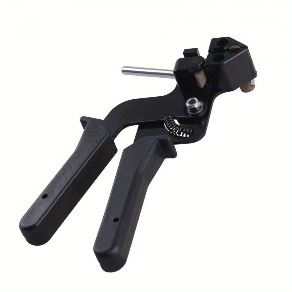 1pc durable stainless steel cable tie gun with automatic cutting function black tpr handle high wear skd11 tool steel for cutting cable ties up to 12mm width ideal for construction industrial use transportation   equipment   nonslip handle