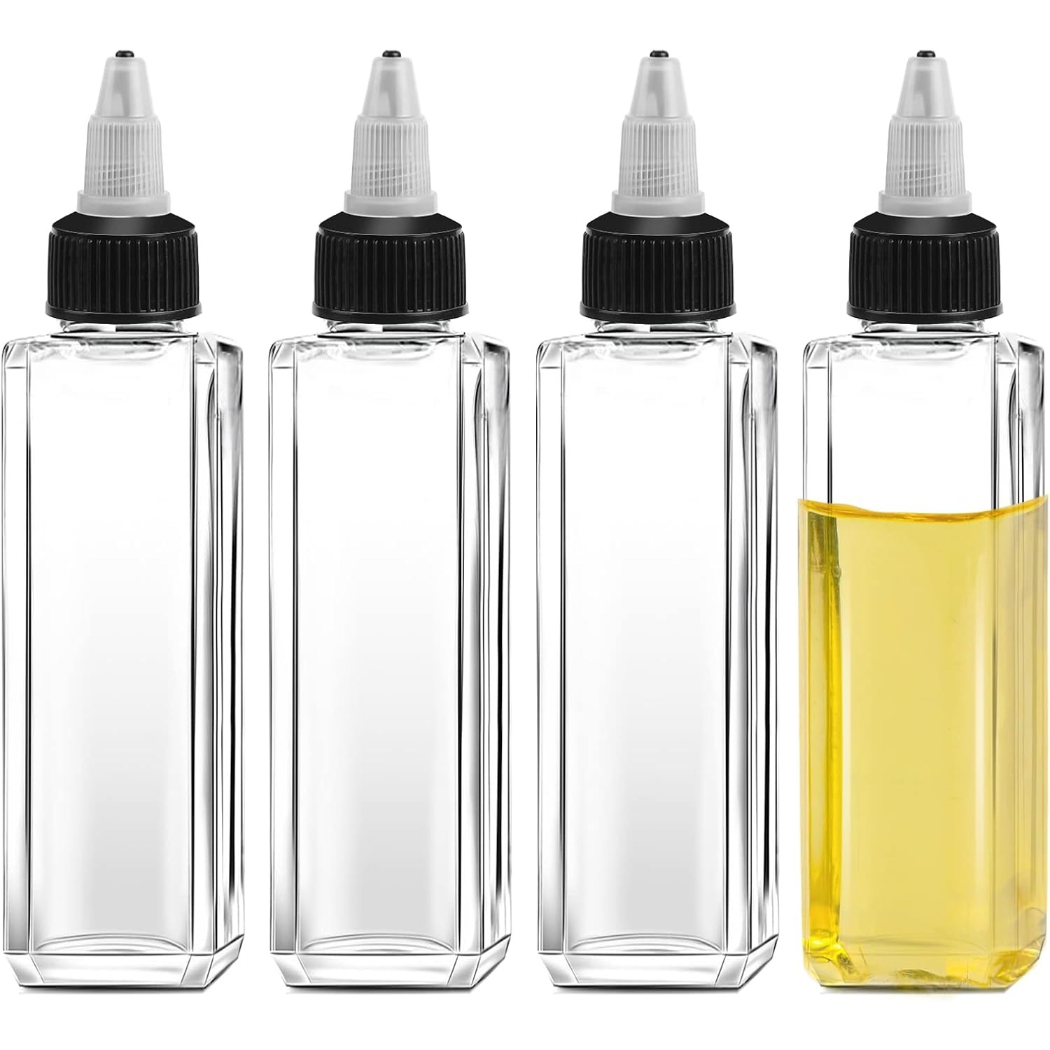 Image of 4pcs Oil Squeeze Bottles 100ml/3.4 Oz Empty Bottles With Twist Plastic Liquid Condiment Container Leak-proof Dispensing Bottles For Oil Soy Sauce Vinegar Syrup Ketchup