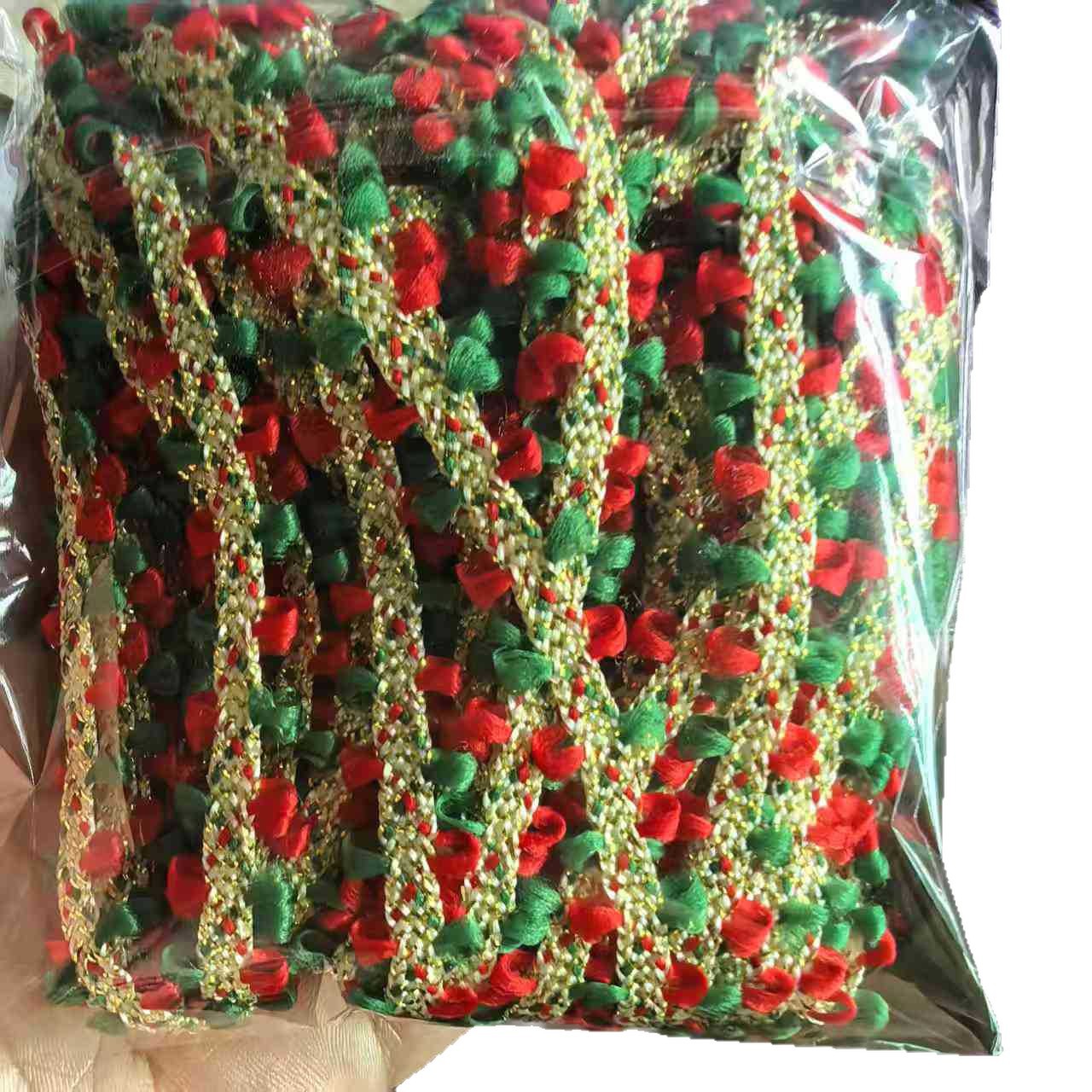 TEMU Red And Pom Fringe Christmas Ribbon, Multipurpose Decorative Webbing For Holiday Gifts, Floral Projects And Handcraft Decoration