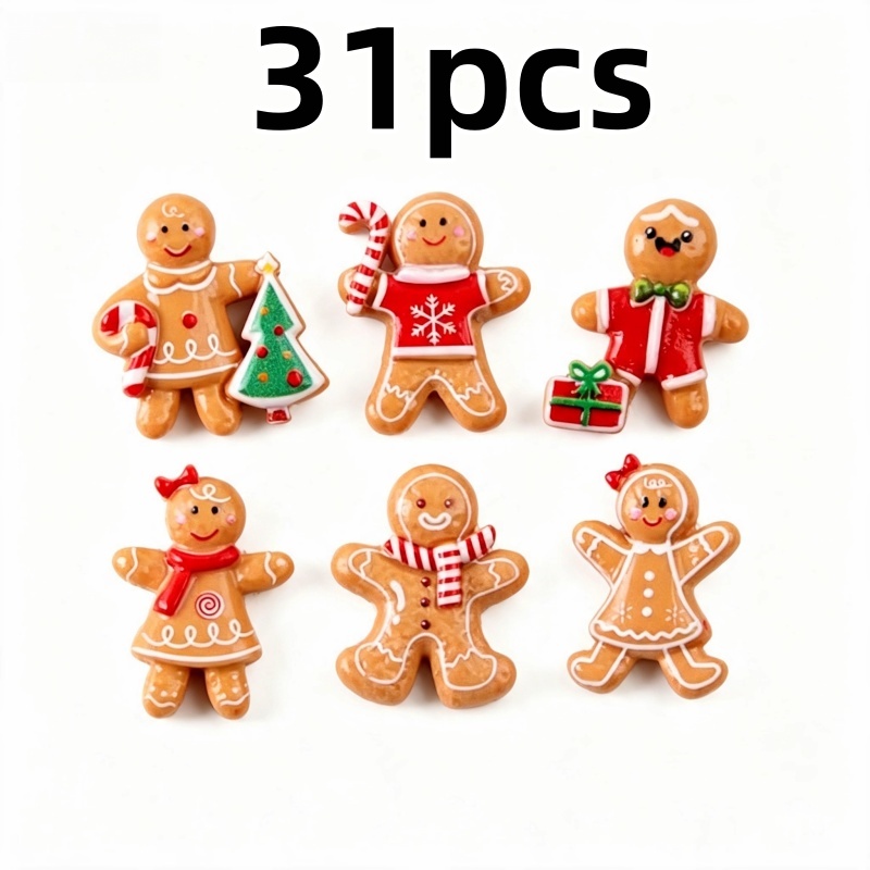 TEMU Lot de 31 perles et breloques en résine colorée d'épices de Noël - Fond plat adapté pour le bricolage, le scrapbooking, le nail art, la