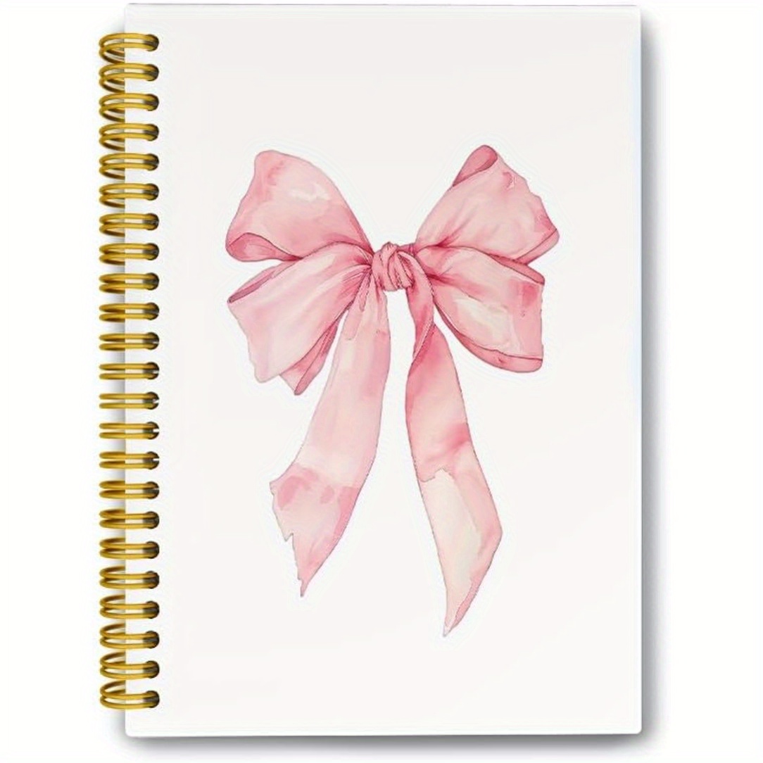 

1pc A5 Spiral Notebook With 50 Pages, Pink , Preppy Aesthetic Hardcover Journal For Women, Trendy School And Campus Stationery