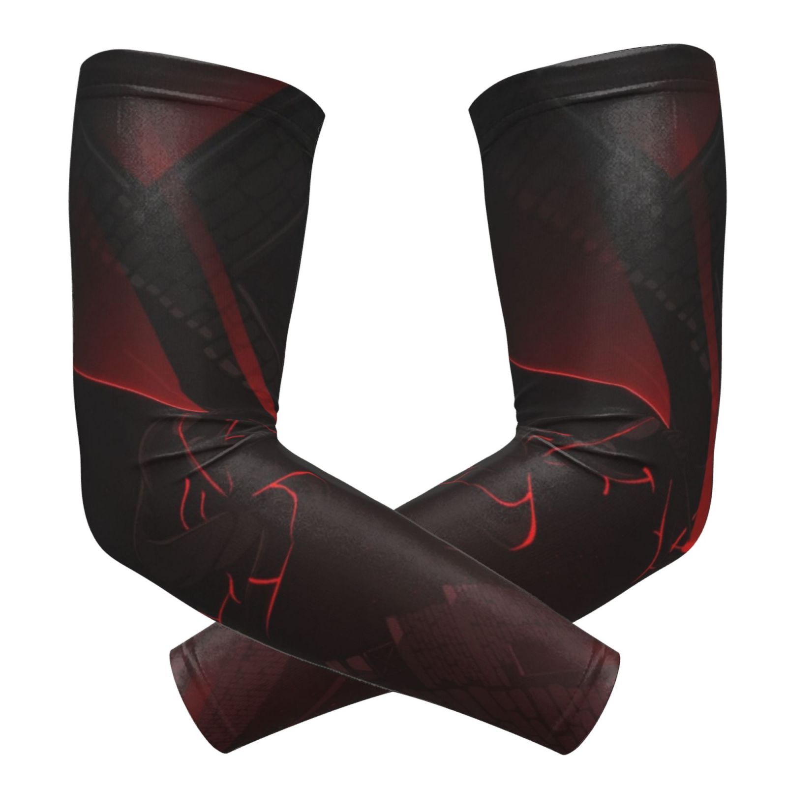TEMU 1 Pair Dark Scene Red Pattern Mecha Style Futuristic Trendy Fashion Arm Sleeve