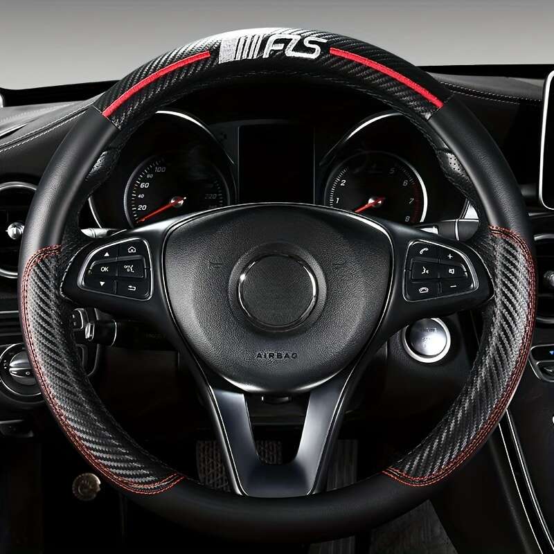 TEMU Coprivolante in fibra di carbonio e , per 36,83 cm - 38,1 cm, pelle PU traspirante con anello interno, per auto per