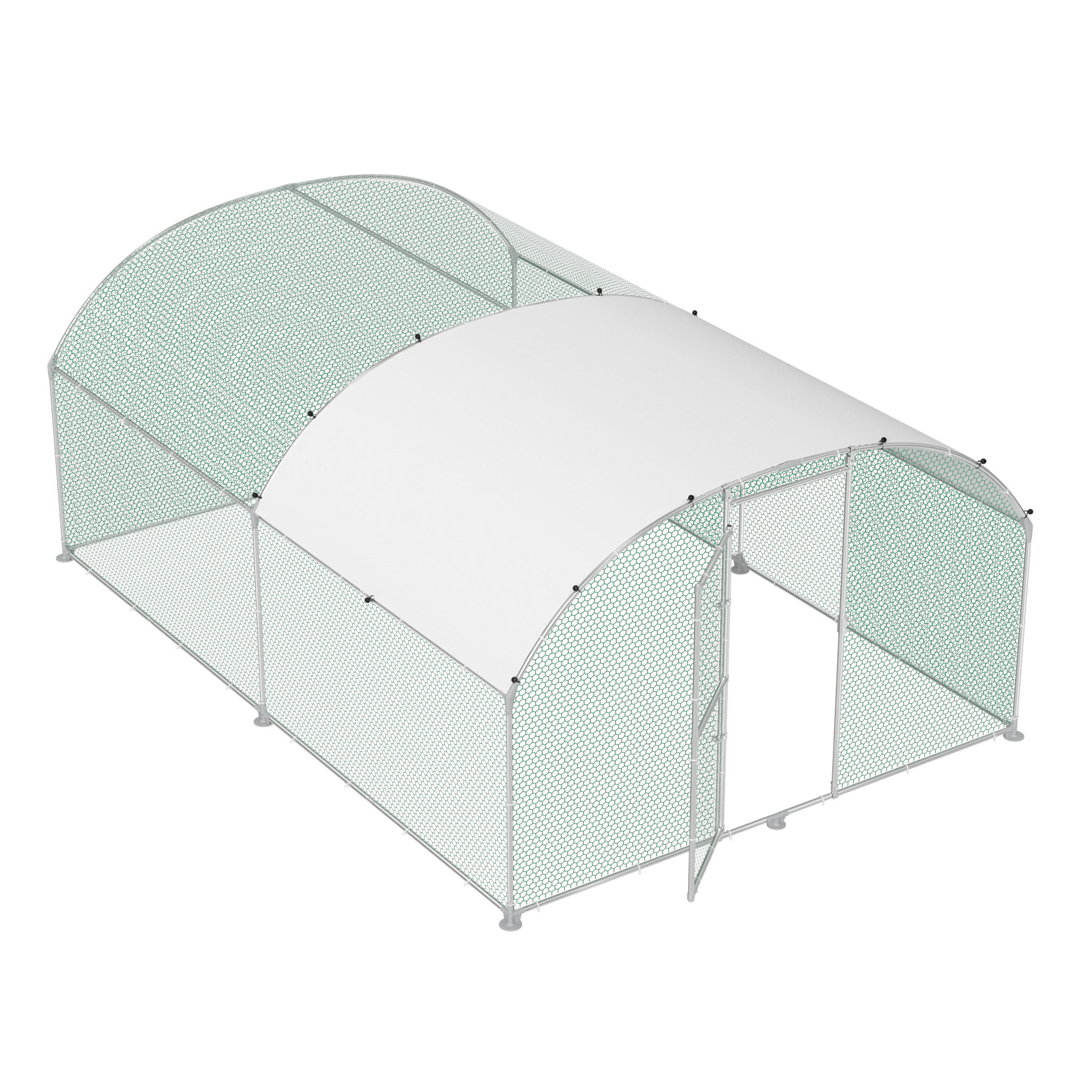 Chicken Coop Enclosure Pet Cage Outdoor Enclosure, Galvanized Arched Top Chicken Cage Aviary With Tarpaulin Protective