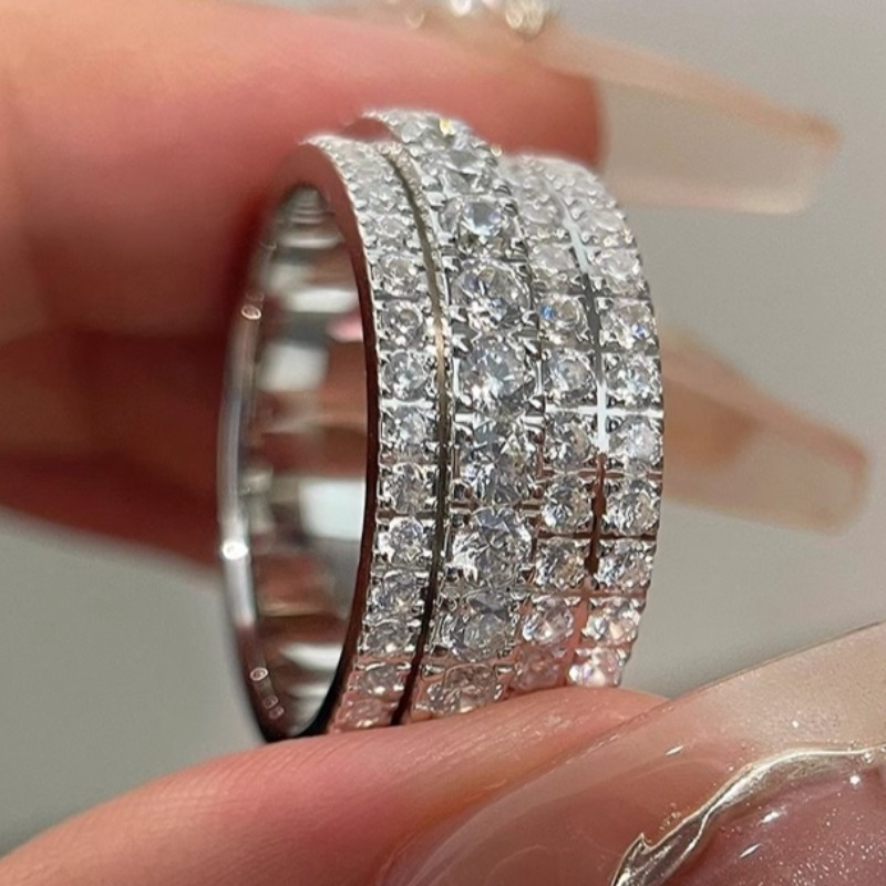 E-shop Luxuriöse, exquisite, eingelegte, glänzende Zirkonia-Ewiger-Ringe für Damen, Verlobungs, Hochzeits-Party-Geschenk, perfektes Valentinstag-