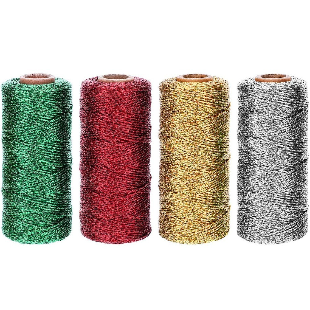 

Corde d'Artisanat en Soie Dorée 1mm x 109 - Corde Tissée à pour Décoration de Noël DIY, Emballage de Cadeaux & Fournitures de Fête