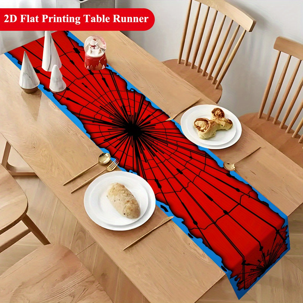 TEMU Chemin de table plat 2D 1pc, Toile d'araignée Art Ray, 100% Polyester, Décoration festive pour fête, cuisine, cheminée, restaurant, décoration
