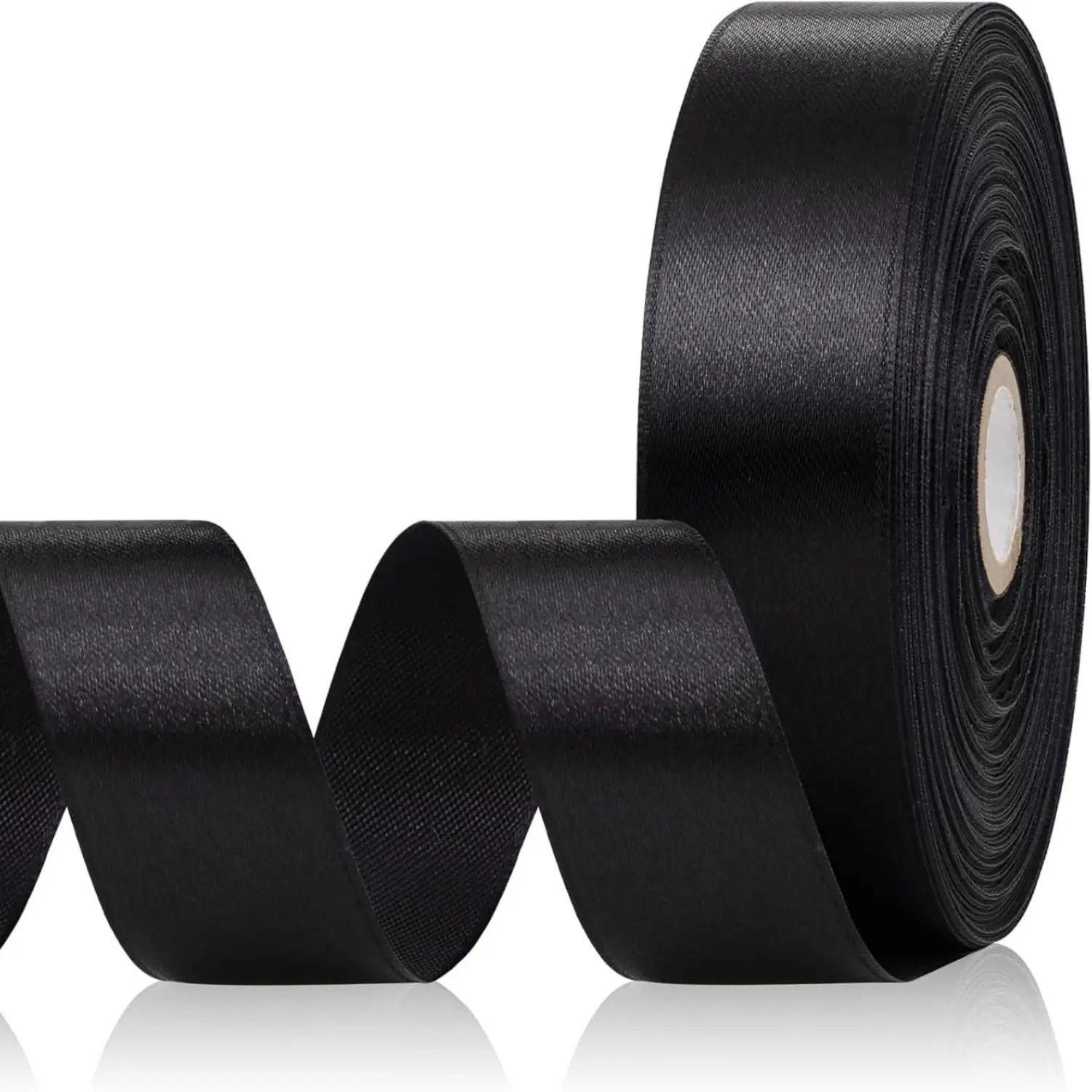 TEMU 1 rollo de cinta de raso negra extralarga de 22 m - lujosa, y con bordes redondeados, acabado elegante y para envolver regalos, accesorios para