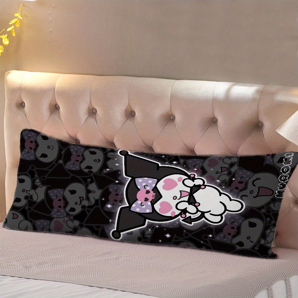 

1pc Sanrio Kuromi Abstract Art Body Pillow, 20x54 Inches, Double-sided Print, Machine Washable, Zippered Polyester Decorative Pillow Cover For Bedroom & Living Room (pillow Insert Not Included)