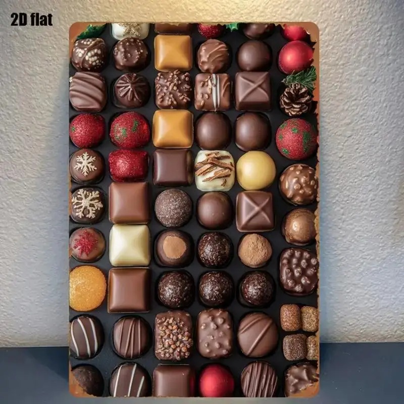 TEMU 2d Flat [2d Flat] Vintage Christmas Iron Wall Plaque With Chocolate Theme And Classic Characters Funny Metal Signs With Multicolor Motivational
