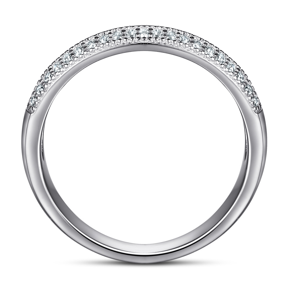 Women's S925 Silvery Moissanite Beaded Trim Eternity Ring