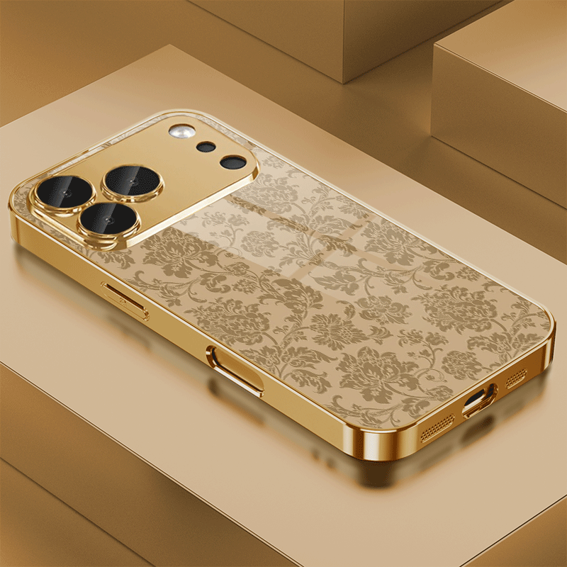 TEMU Phone Case: Earth- Floral Damascus Pattern, Aesthetically , High-end, And Electroplated Glass Phone Case. Suitable For Iphone 17/17 Pro Max/17