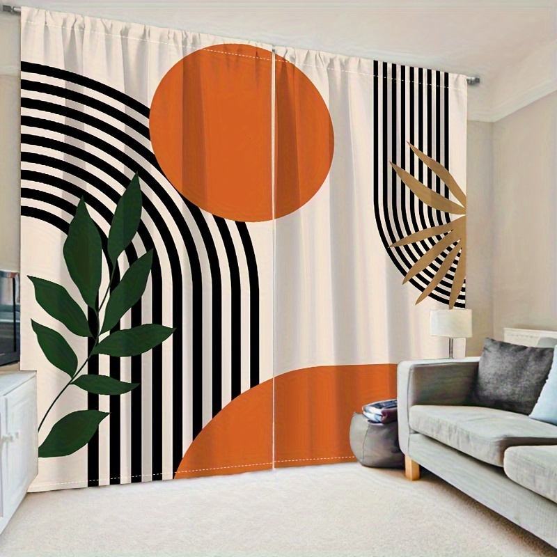 2 Painéis, Cortinas Decorativas para Sala de Estar com Estampa Digital Geométrica Abstrata 8