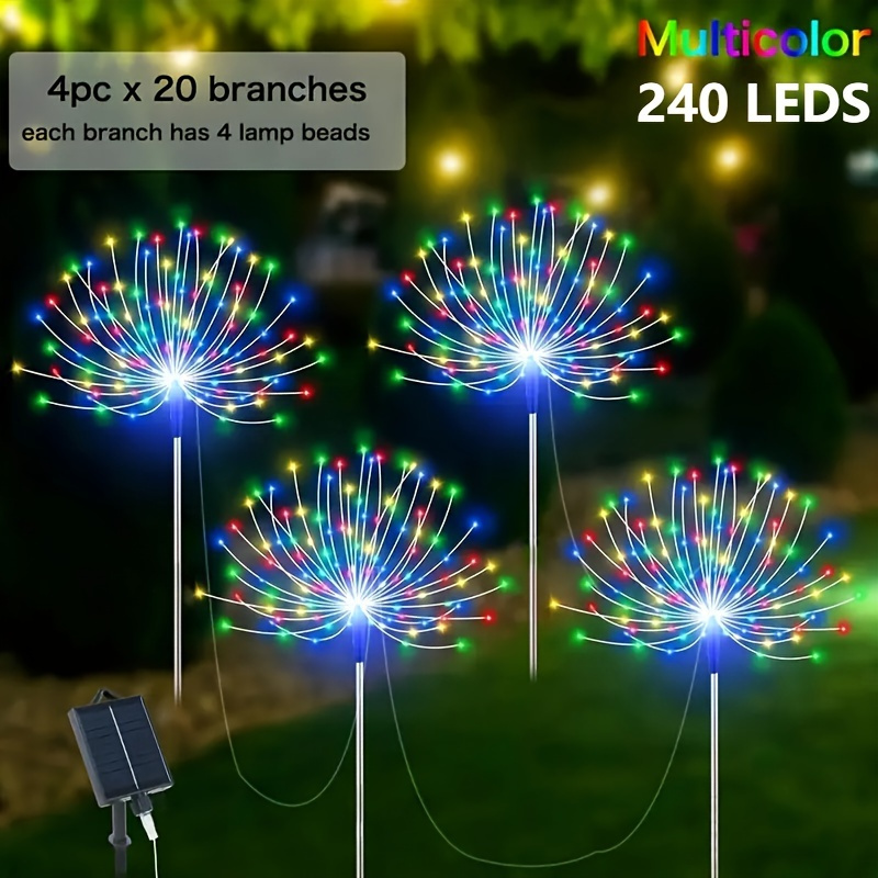 Image of 4 Pack, 320led Outdoor Solar Lights, Ramadan Valentine's Day Garden Lights, 240led Starburst String Lights, 8-mode Remote Fairy Tale Lights, Wedding Christmas, For Shooting Decorative Prop Lights