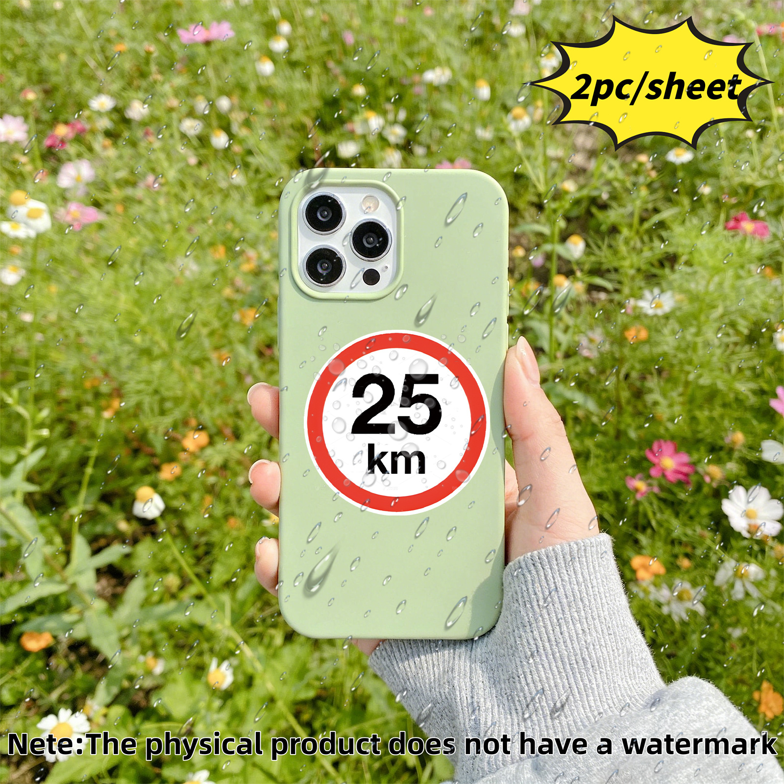 TEMU 2pcs 25kmh Speed Limit Sticker- Heavy-duty Waterproof Vinyl Decal With Red& Design, For Trucks, , Laptops, Helmets, Toolboxes, Motorcycles