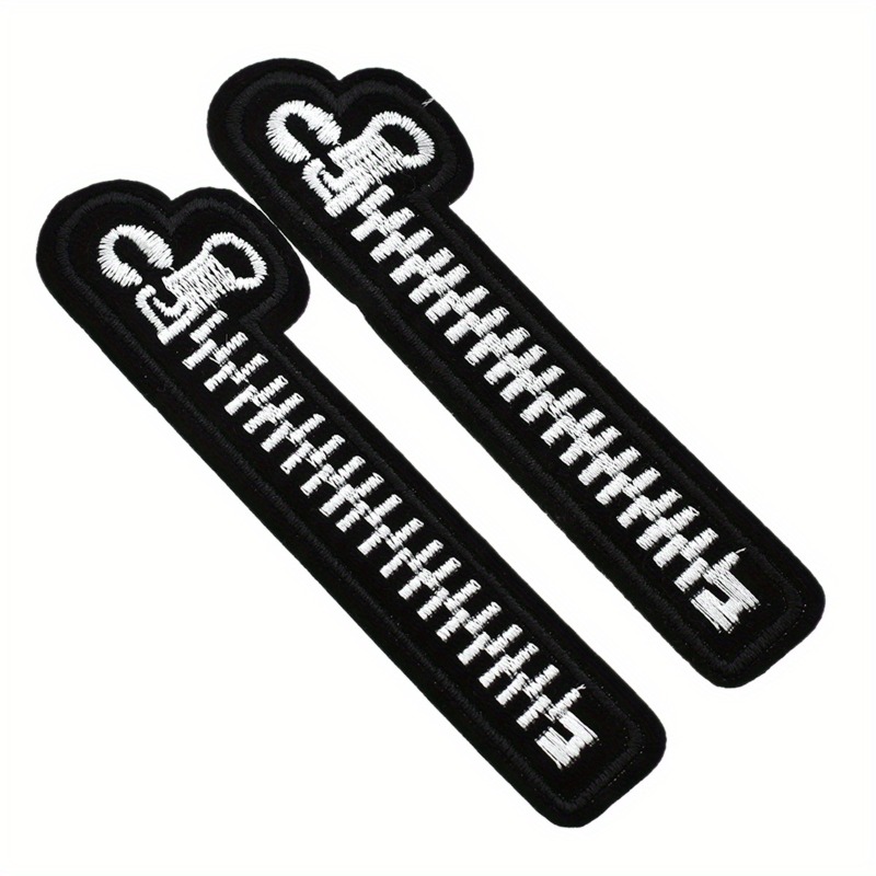 TEMU 2pcs Black Zipper Shape Embroidered Iron-on/sew-on Patch With Hot Melt Adhesive And Overlock Stitching, Suitable For Jackets, Backpacks, Jeans,