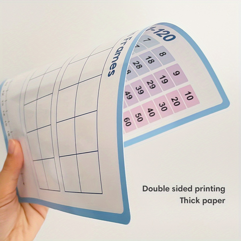 10-Pack Math Manipulatives Set for K-2 (Ages 5-8) - Dry Erase Double-Sided Wipe Clean Boards 1-120 with Ten Frames, Number Lines & Counting Practice, Teacher-Approved Classroom/Homeschool Must Haves