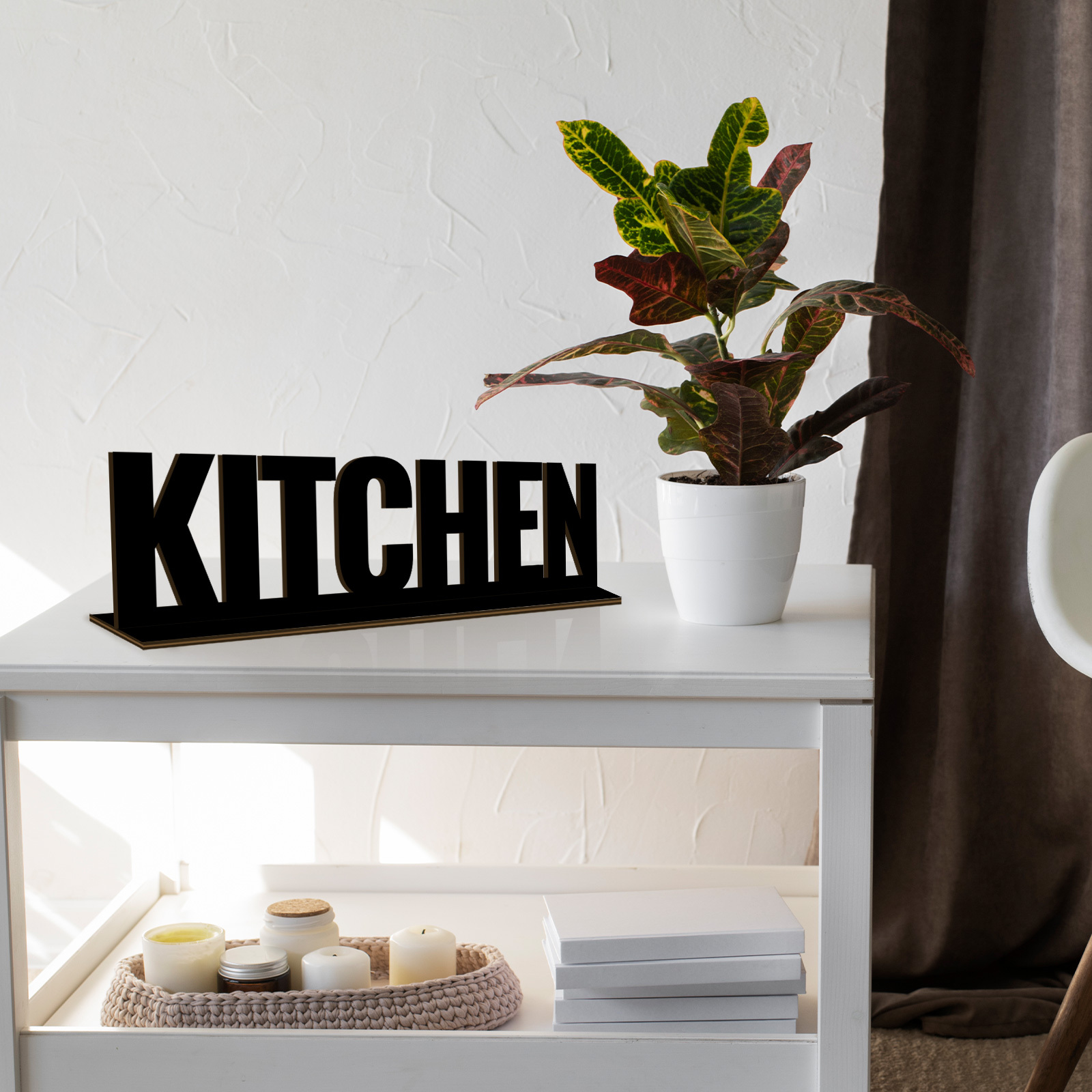 Levandeo Scritta Decorativa Da Tavolo – Stelle 40 Cm – Metallo Argento E Legno Di Mango – Per Cucina