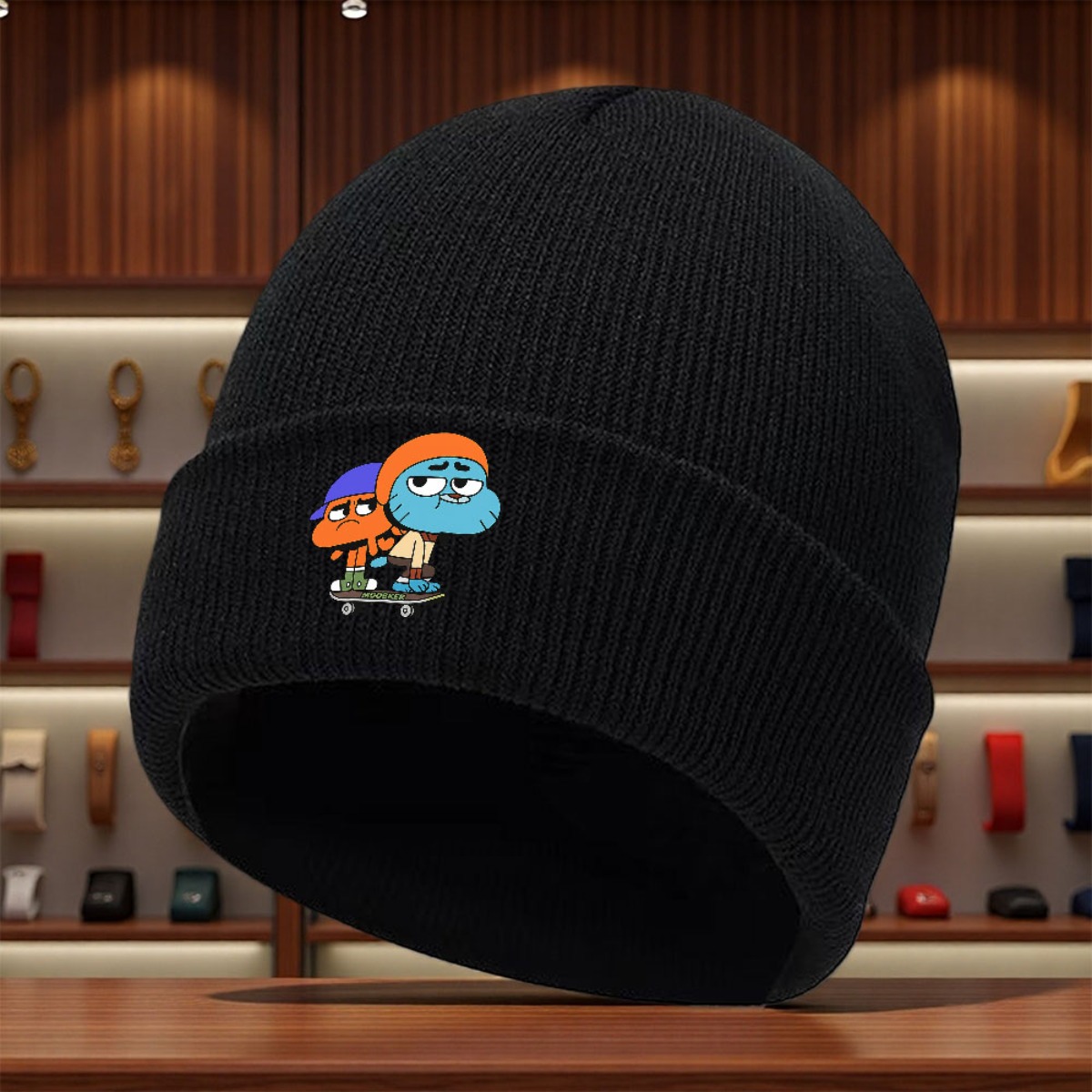 TEMU 1pc Darwin Print Retro Ted Hat - Brimless Toque, Warm Stretch Acrylic Winter Suitable For Winter, Unisex For &, Christmas/thanksgiving Gift