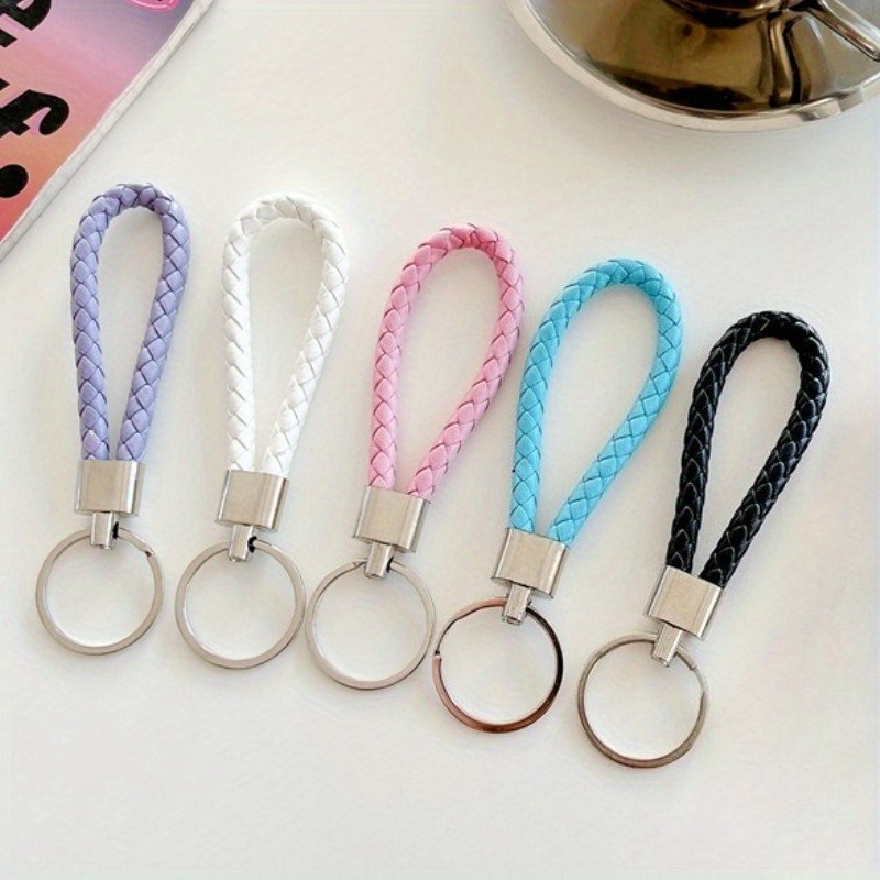 E-shop 5er-Set gewebte Schlüsselanhänger aus PU-Lederschnur, mit einem schlichten, zeitlosen langlebigen Design. Einfach an Schlüsseln, USB-Sticks,