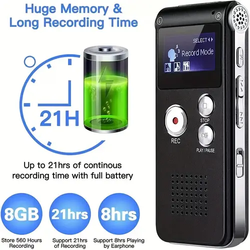 compact 8gb with lcd display long lasting high for lectures interviews pc compatible up to 506 hours recording time