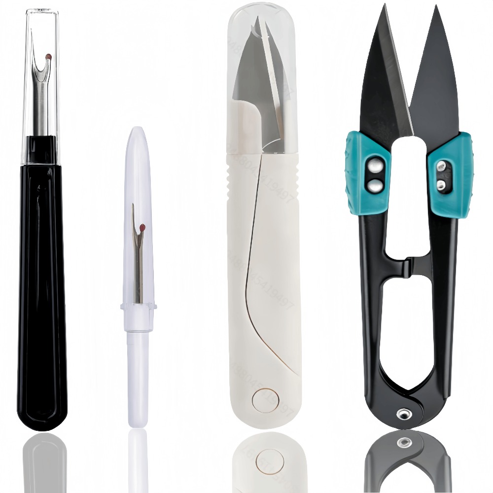 E-shop 4-teiliges Näh-Set mit rutschfester Schere, Nahttrenner, Fadenschneider & Ripper-Werkzeugen – Edelstahlklingen & Griff für Stoffreparaturen,