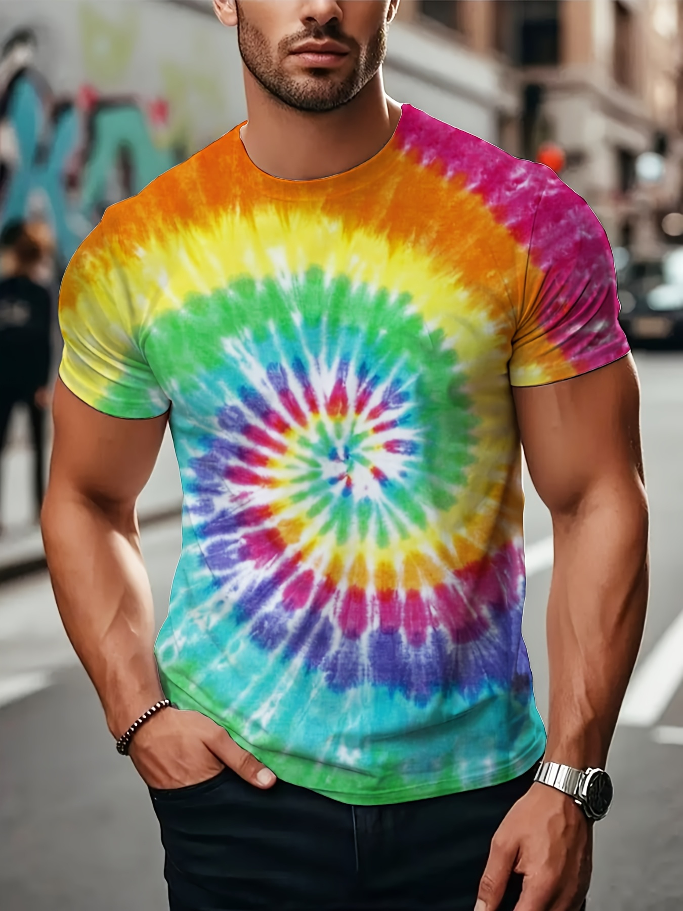 tie dye shirt men sold on Temu United States