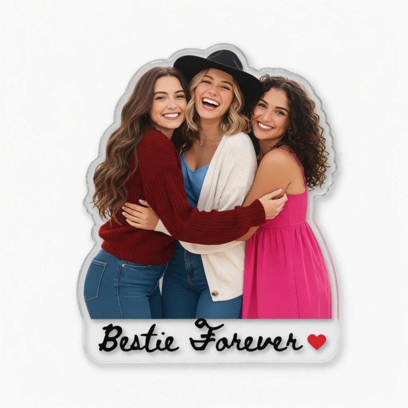 TEMU Aimant photo personnalisé 1 pièce Meilleures amies, convient pour aimants de réfrigérateur, cadre photo BFF personnalisé avec , porte-photo en