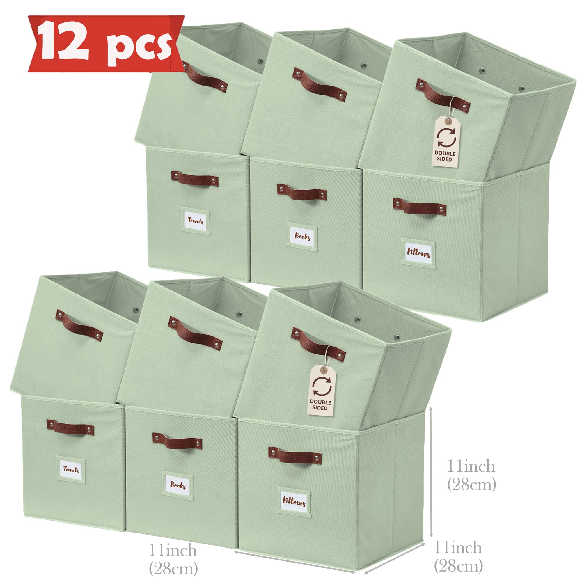 TEMU Ensemble de 12 de rangement en tissu avec poignées | Ensemble de 12 paniers de rangement cubiques de 11 pouces avec porte-étiquette ou ensemble