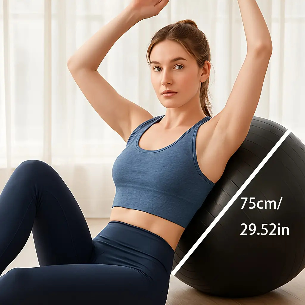 TEMU 2pcs Yoga Ball With Pump, /2 Sizes - Heavy-duty Exercise Stability Ball With Pump - Extra Large Fitness Ball For , Balance Training, Pilates -