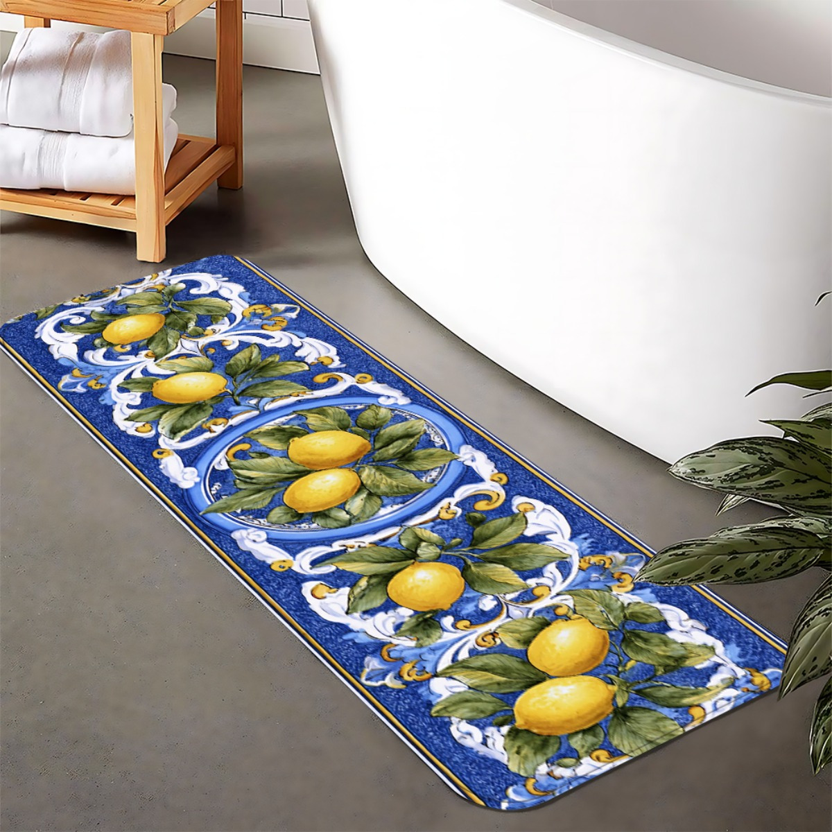 TEMU 1pc Six- Green Leaf Pattern, Suitable For Multiple Scenes: Home Decoration, Daily Or Festive Atmosphere Decor, Bathroom Anti-slip Mat, Indoor