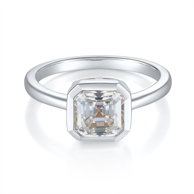 7mm Moissanite Bag Inlaid Square Copper Ring Women