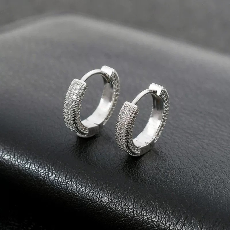 TEMU High End Earrings, Men's Trendy Ear Loops And Buckles, 2025 Earrings Unisex Ear Clip, Suitable For Men And Women To Wear, With Synthetic Zirconia Full Earrings
