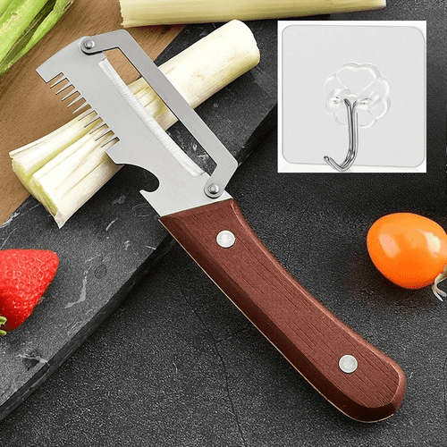 stainless steel multifunctional vegetable peeler bottle opener with storage hook labor saving and convenient kitchen tool suitable for right handed use universal for fruits and vegetables