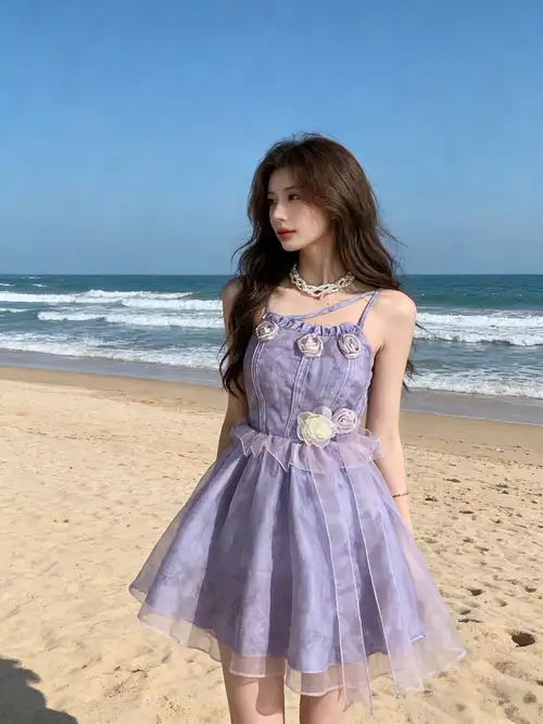 light purple fairy dress Current Mood Off The Shoulder Handkerchief Mini Dress