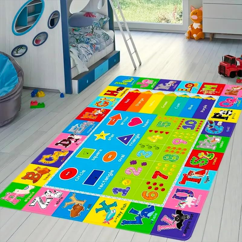 1pc 800g m2 abc 0 6cm thick educational rug floor mat with playroom classroom non slip backing suitable for family entertainment and parent child interaction hand washable parent child learning carpet Product details 7