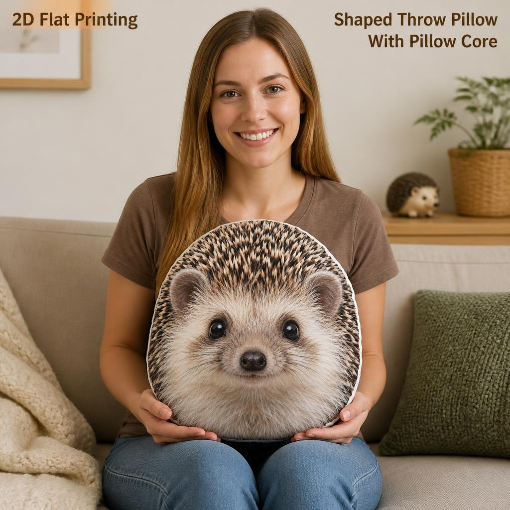 TEMU Coussin décoratif 2D avec motif de hérisson , cadeau pour des hérissons, impression plate, remplie, décoration intérieure inspirée des animaux