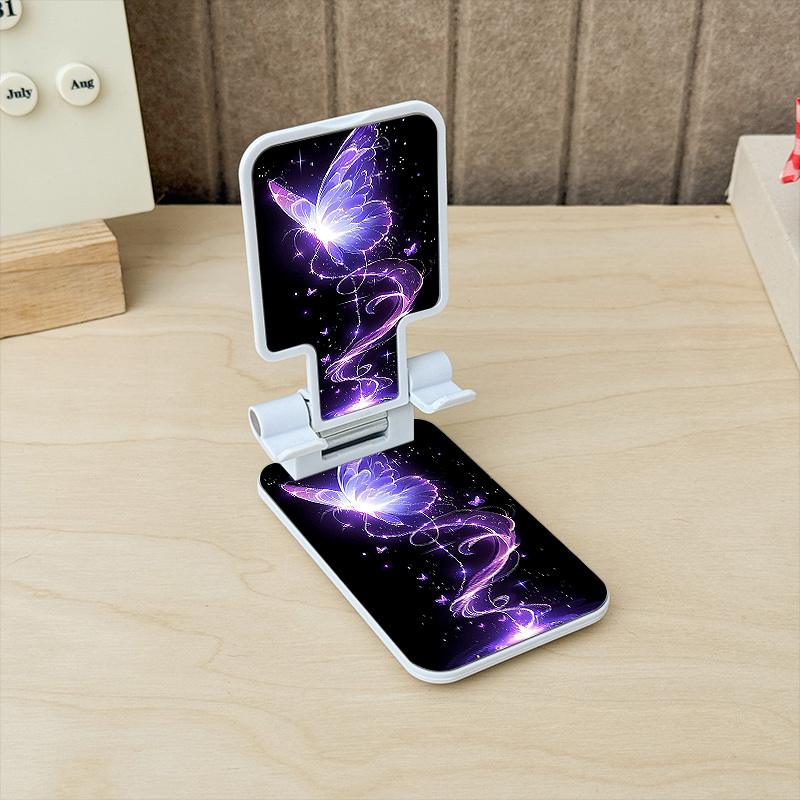 TEMU 1pc Glowing Purple Pattern Phone Holder, Compatible With All Phones, Phone Accessories, Home Office Accessories, , Sturdy Structure, Decorative
