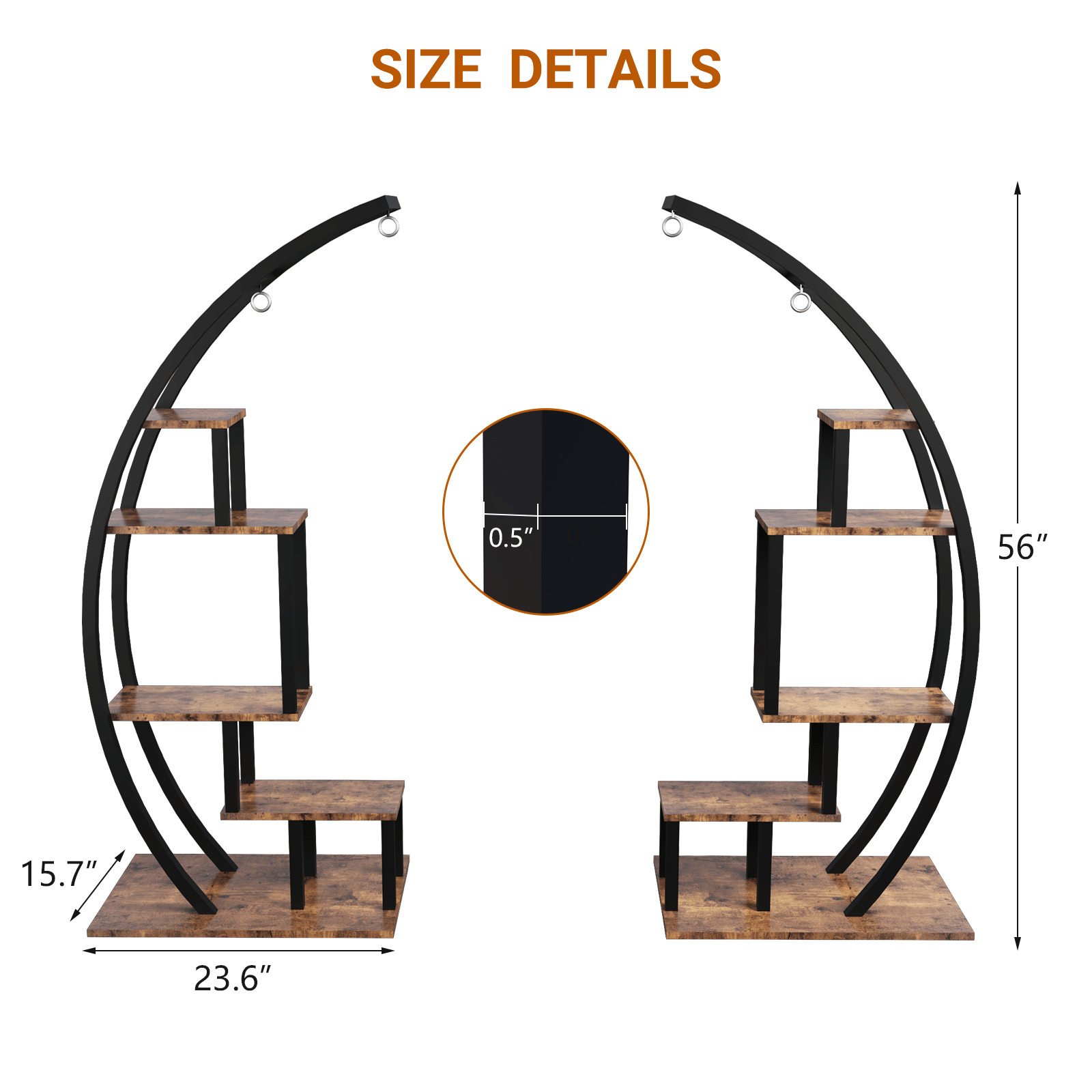 Image of Five-level Curved Plant Rack, Made Of Industrial Metal, Tall Flower Display Shelf, Durable And Space-efficient For Indoor Living Areas, , Patios, And Garden Decoration