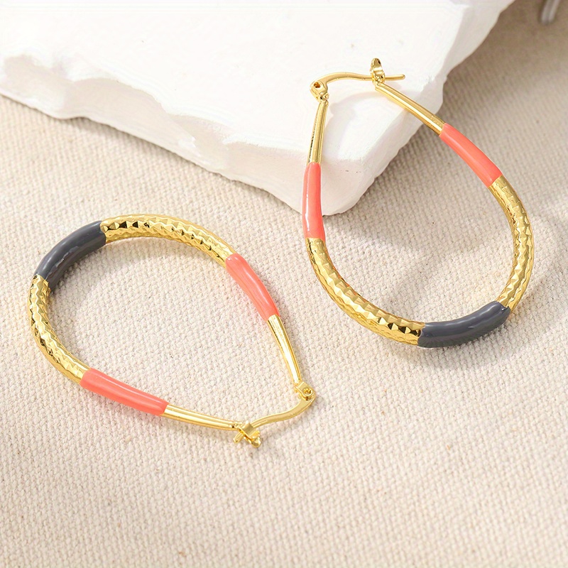 Women's Golden Color Crochet Carved Earrings, Trendy Design