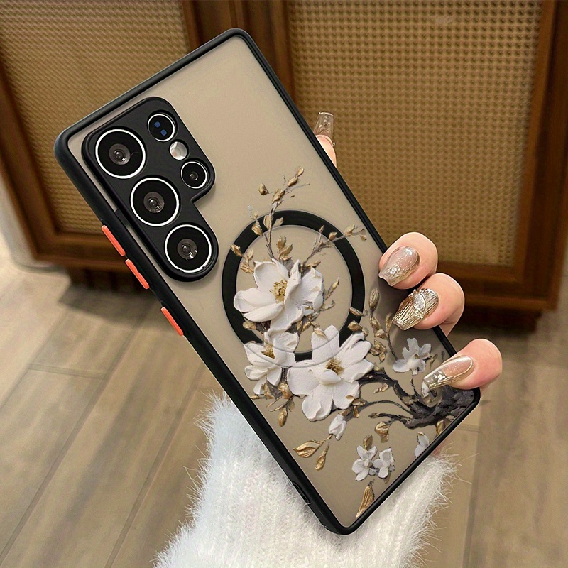 TEMU Phone Case - Magnolia Subgenus For S25ultra, A14, A15, A16, A52, A53, A54, A55, S20fe, S21fe, S21, S22, S22u S23, 23plus, S23u, S24, S24plus,
