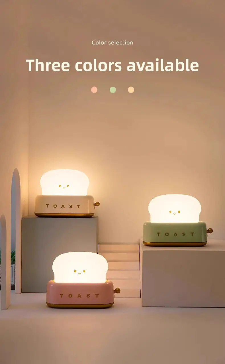 cute bread machine night light with adjustable brightness usb rechargeable led toast light modern   for bedroom bedside timer sleep aid perfect gift for home decor bedside lamp   design durable plastic Product details 11